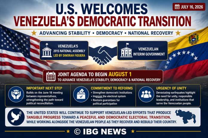 U.S. Backs Venezuela's Democratic Transition, Welcomes Political Reconciliation Efforts U.S. Backs Venezuela's Democratic Transition, Welcomes Political Reconciliation Efforts