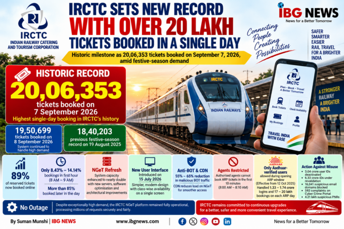 IRCTC Sets New Record With Over 20 Lakh Tickets Booked in a Single Day IRCTC Sets New Record With Over 20 Lakh Tickets Booked in a Single Day