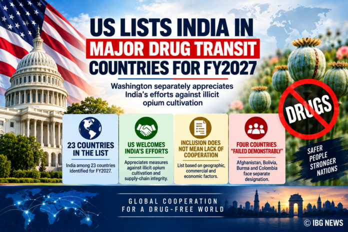 India Included in US Major Drug Transit List; Washington Praises Modi Government’s Anti-Drug Efforts India Included in US Major Drug Transit List; Washington Praises Modi Government’s Anti-Drug Efforts