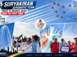 Suryakiran Aerobatic Team Makes Debut Over Meerut, Draws Over One Lakh Spectators Suryakiran Aerobatic Team Makes Debut Over Meerut, Draws Over One Lakh Spectators