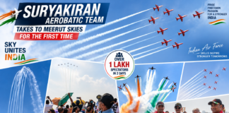 Suryakiran Aerobatic Team Makes Debut Over Meerut, Draws Over One Lakh Spectators Suryakiran Aerobatic Team Makes Debut Over Meerut, Draws Over One Lakh Spectators