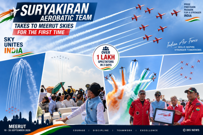 Suryakiran Aerobatic Team Makes Debut Over Meerut, Draws Over One Lakh Spectators