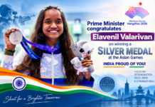 Prime Minister congratulates shooter Elavenil Valarivan on winning Silver Medal at the Asian Games Prime Minister congratulates shooter Elavenil Valarivan on winning Silver Medal at the Asian Games
