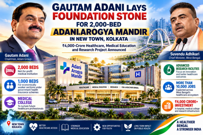 Adani Arogya Mandir Takes Shape in New Town as Gautam Adani Lays Foundation Stone for 2,000-Bed Healthcare Project