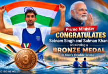 Prime Minister congratulates Satnam Singh and Salman Khan on winning a bronze medal in Men’s Double Sculls Prime Minister congratulates Satnam Singh and Salman Khan on winning a bronze medal in Men’s Double Sculls