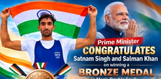 Prime Minister congratulates Satnam Singh and Salman Khan on winning a bronze medal in Men’s Double Sculls Prime Minister congratulates Satnam Singh and Salman Khan on winning a bronze medal in Men’s Double Sculls