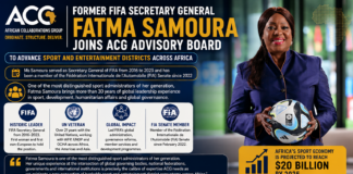 Former FIFA Secretary General Fatma Samoura Joins ACG Advisory Board to Support Africa’s Sport and Entertainment Development Former FIFA Secretary General Fatma Samoura Joins ACG Advisory Board to Support Africa’s Sport and Entertainment Development