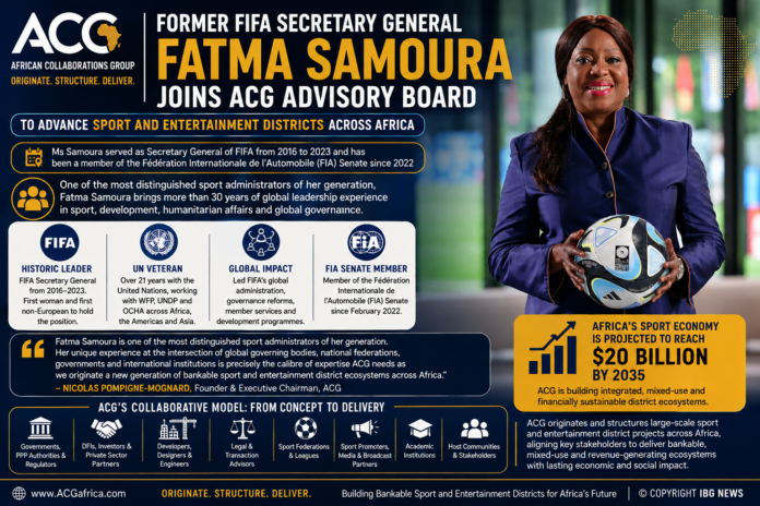 Former FIFA Secretary General Fatma Samoura Joins ACG Advisory Board to Support Africa’s Sport and Entertainment Development Former FIFA Secretary General Fatma Samoura Joins ACG Advisory Board to Support Africa’s Sport and Entertainment Development