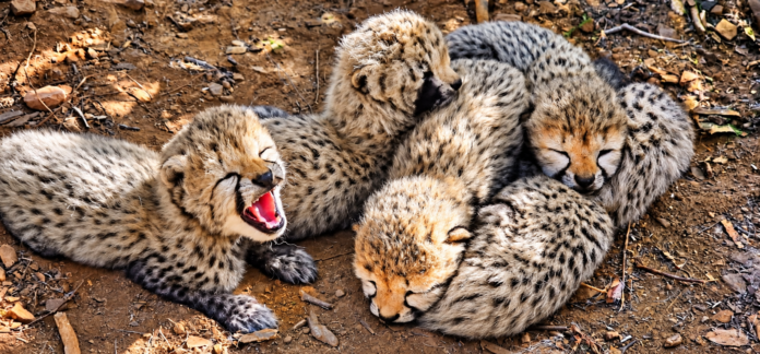 Cheetah Cubs’ Cozy Woodland Cuddle