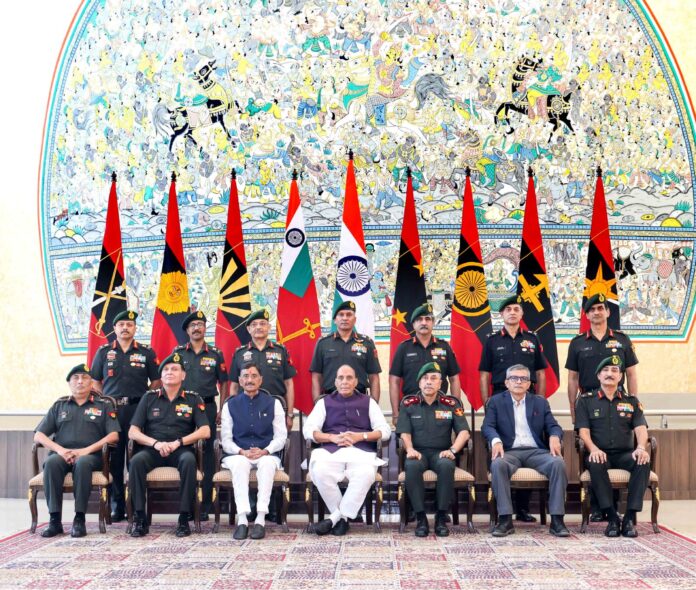 The Union Minister for Defence, Shri Rajnath Singh in a group photograph during the Army Commanders’ Conference, in New Delhi on October 23, 2026. The Union Minister for Defence, Shri Rajnath Singh in a group photograph during the Army Commanders’ Conference, in New Delhi on October 23, 2026.
