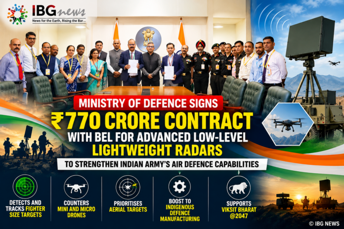 Ministry of Defence Signs ₹770 Crore Contract with BEL for Advanced Low-Level Lightweight Radars
