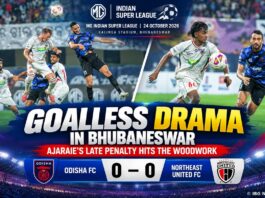 Ajaraie’s Late Penalty Miss Denies NorthEast United Victory Against Odisha FC Ajaraie’s Late Penalty Miss Denies NorthEast United Victory Against Odisha FC