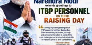 Prime Minister extends greetings to ITBP personnel on their Raising Day