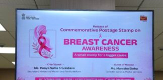 Department of Posts Issues Commemorative Postage Stamps to Promote Breast Cancer Awareness Department of Posts Issues Commemorative Postage Stamps to Promote Breast Cancer Awareness, with Support from Union Ministry of Health and Family Welfare.