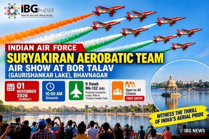Suryakiran Aerobatic Team to Stage Spectacular Air Show Over Bhavnagar’s Bor Talav on November 1